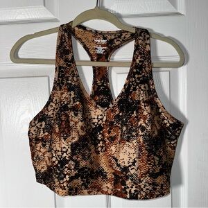 Nine West Active Brown and Black Print Top